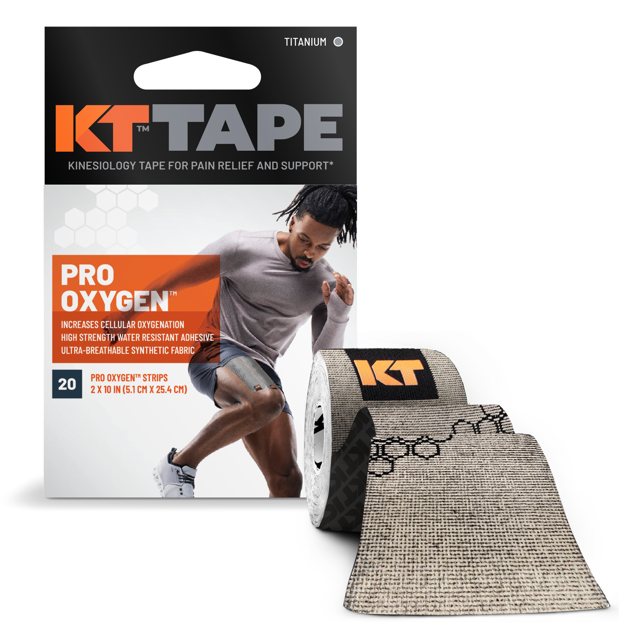 KT TAPE Elastic Kinesiology Therapeutic Tape 20 CT Color: Jet Black